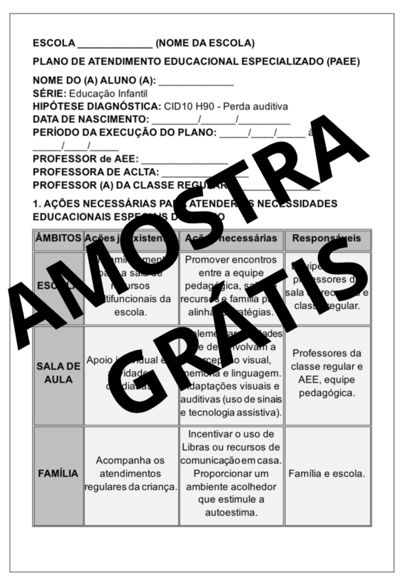 PLANOS DE ATENDIMENTO EDUCACIONAL ESPECIALIZADO (PAEE) - EDUCAÇÃO ESPECIAL E SALA DE RECURSO - EDUCAÇÃO INFANTIL - Image 4