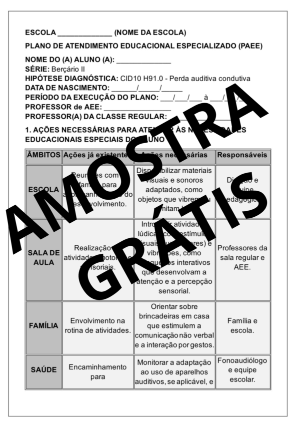 PLANOS DE ATENDIMENTO EDUCACIONAL ESPECIALIZADO (PAEE) - EDUCAÇÃO ESPECIAL E SALA DE RECURSO - EDUCAÇÃO INFANTIL - Image 5