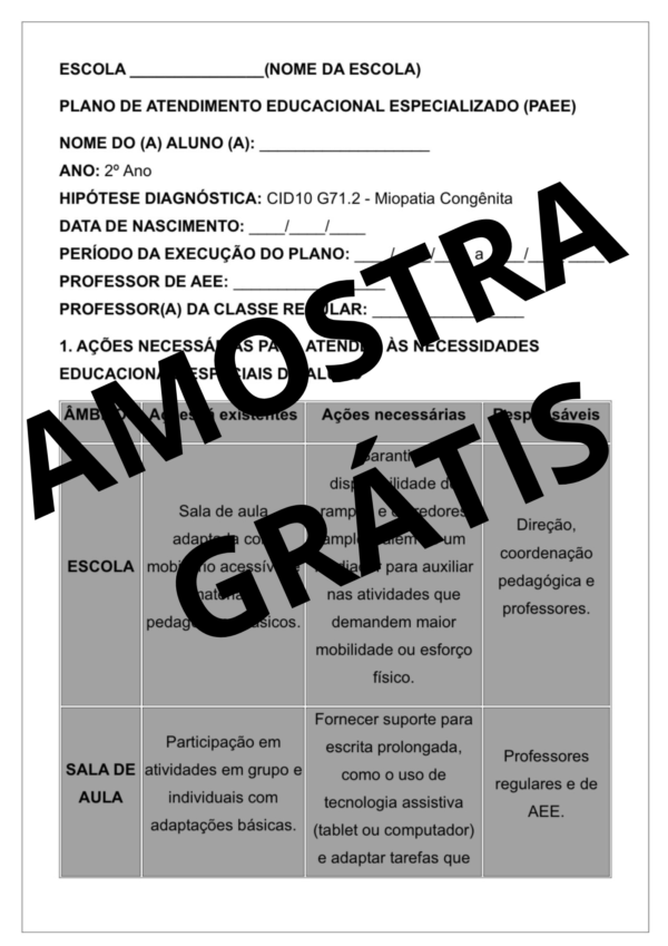 PLANOS DE ATENDIMENTO EDUCACIONAL ESPECIALIZADO (PAEE) - EDUCAÇÃO ESPECIAL E SALA DE RECURSO - ENSINO FUNDAMENTAL 1 - Image 2