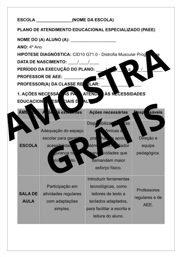 PLANOS DE ATENDIMENTO EDUCACIONAL ESPECIALIZADO (PAEE) - EDUCAÇÃO ESPECIAL E SALA DE RECURSO - ENSINO FUNDAMENTAL 1 - Image 3