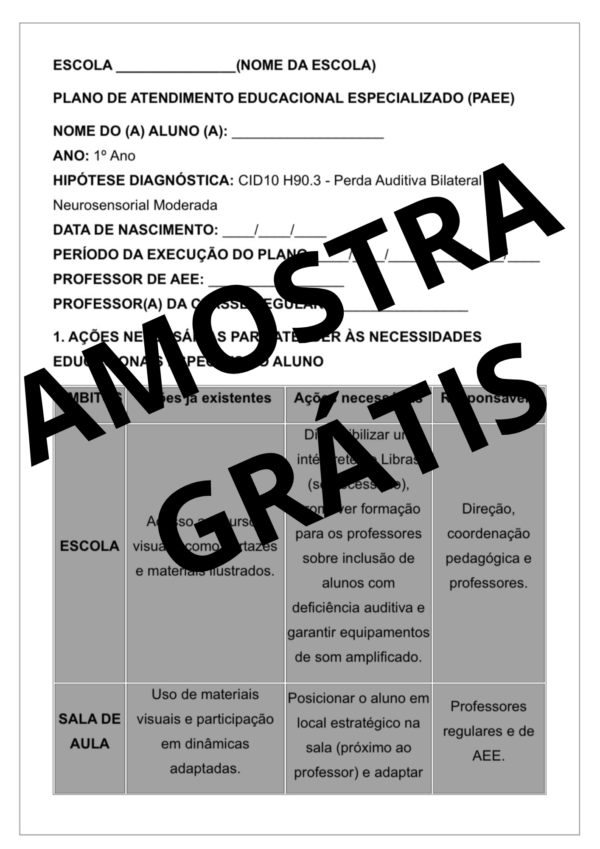 PLANOS DE ATENDIMENTO EDUCACIONAL ESPECIALIZADO (PAEE) - EDUCAÇÃO ESPECIAL E SALA DE RECURSO - ENSINO FUNDAMENTAL 1 - Image 4